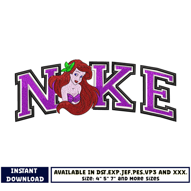 Nike x Princess Ariel embroidery design