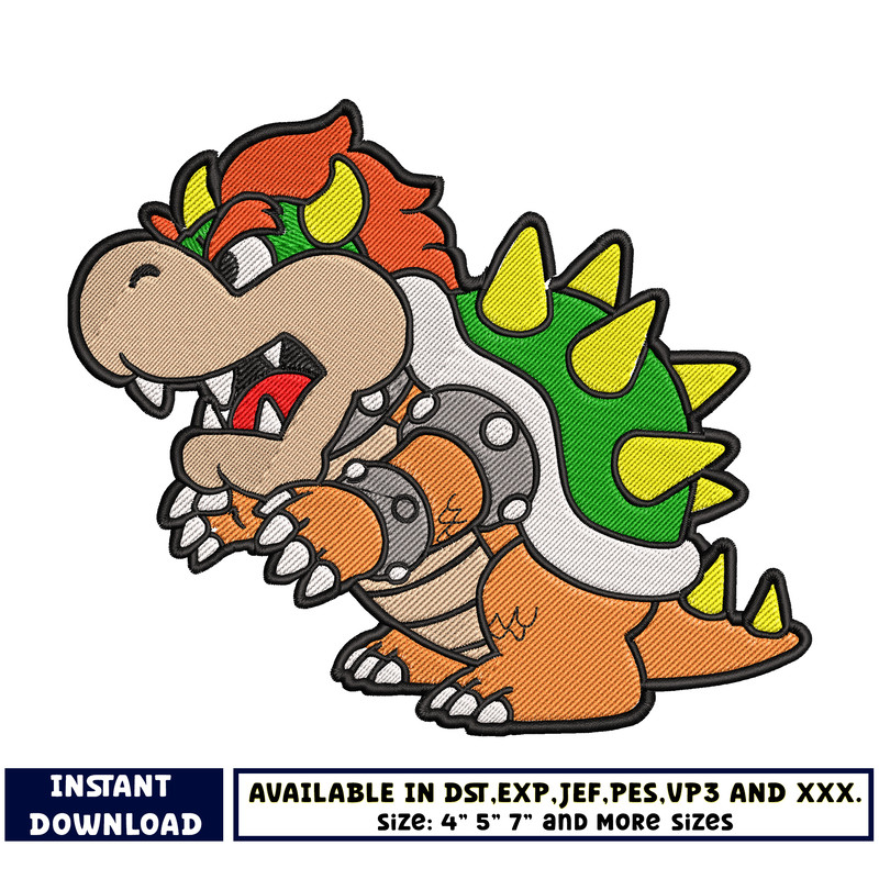Paper Bowser embroidery design