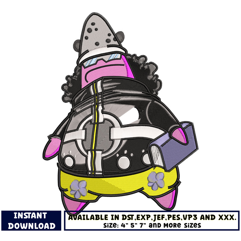 Patrick Star cartoon embroidery design