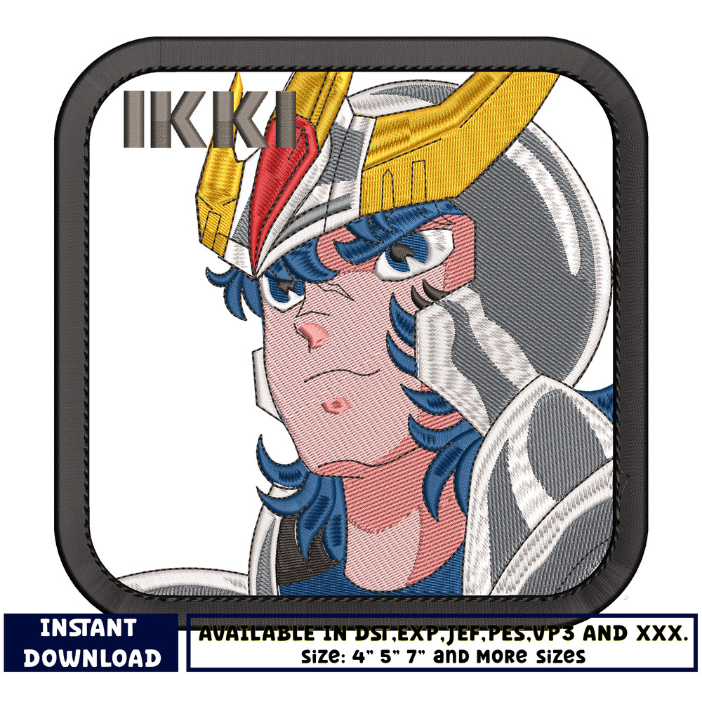 Phoenix ikki face embroidery design