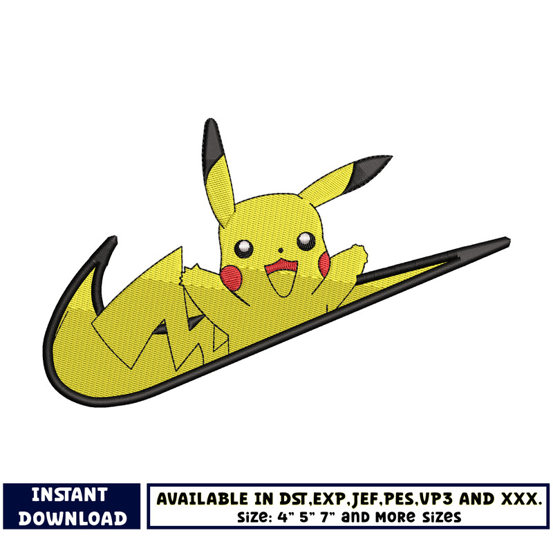 Pikachu logo nike embroidery design