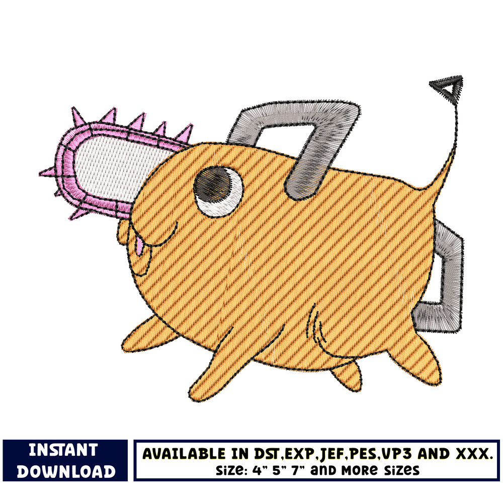 Pochita embroidery design