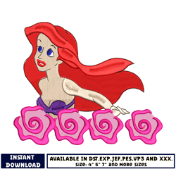 princess ariel flower embroidery design