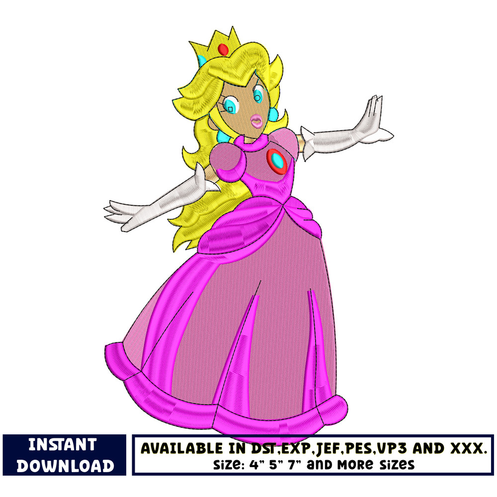 Princess peach embroidery design