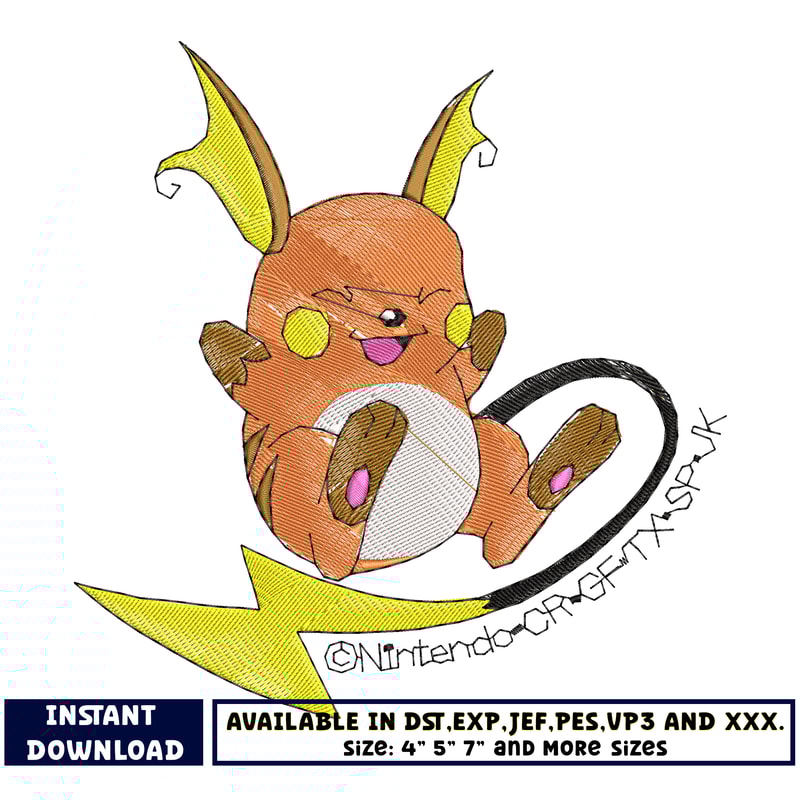 Raichu embroidery design