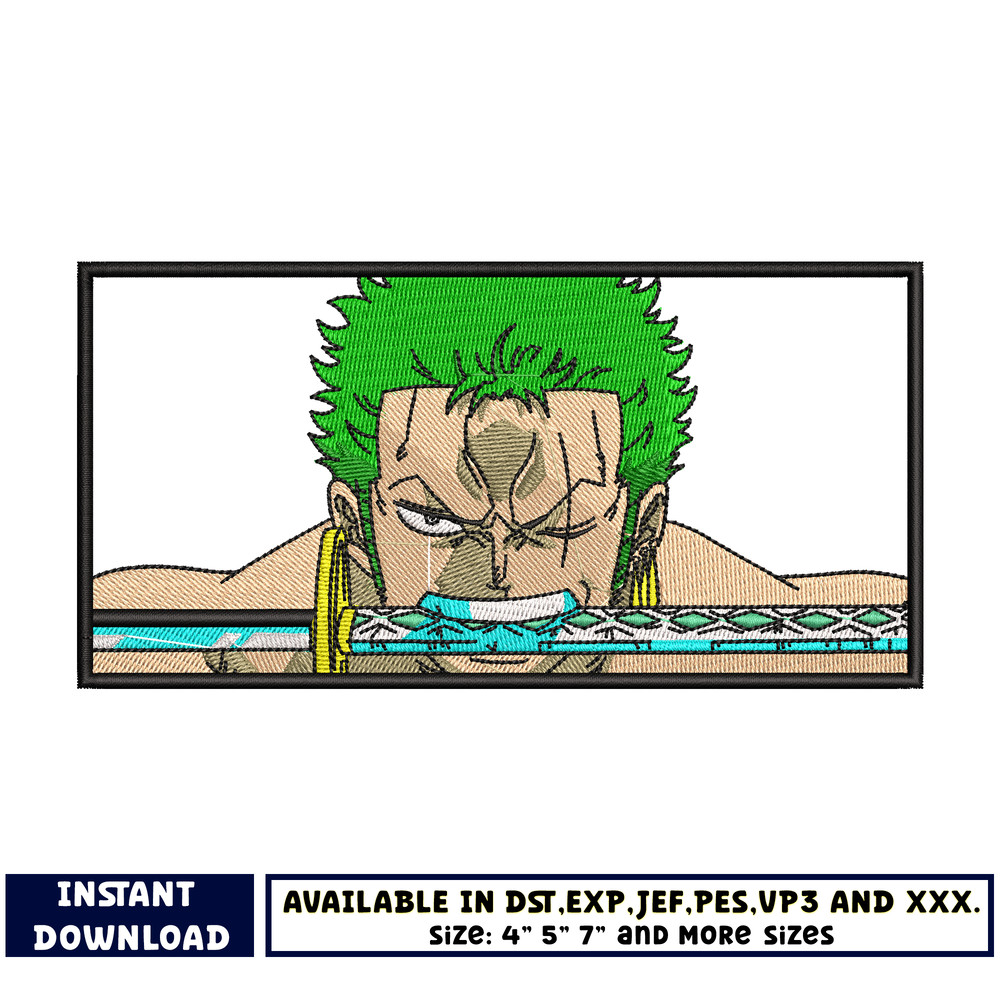 Roronoa Zoro face embroidery design