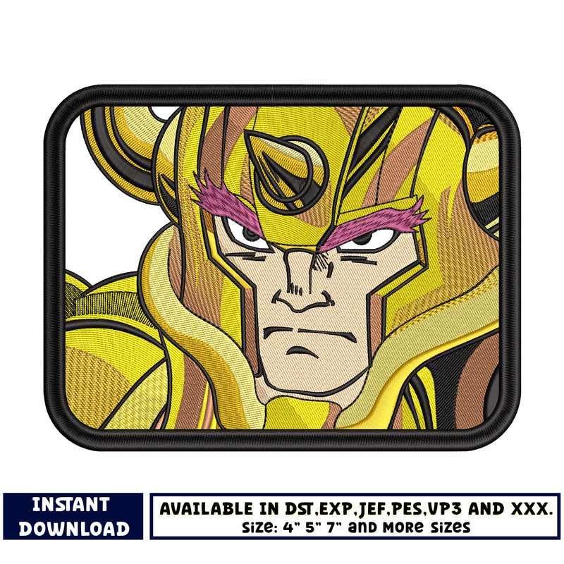 Saint Seiya face embroidery design