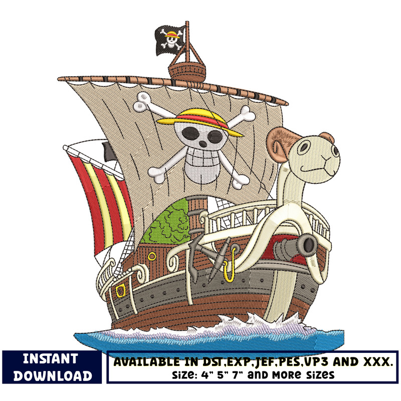 Ship one piece embroidery design