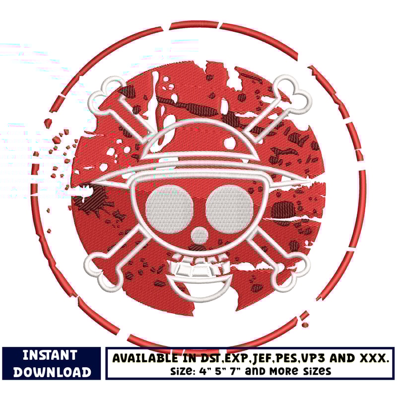 Skull logo one piece embroidery design