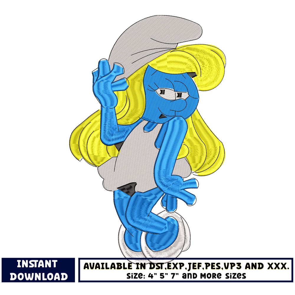 Smurfette embroidery design