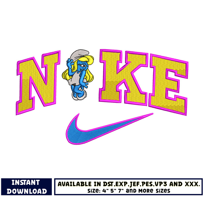 Smurfette Nike embroidery design