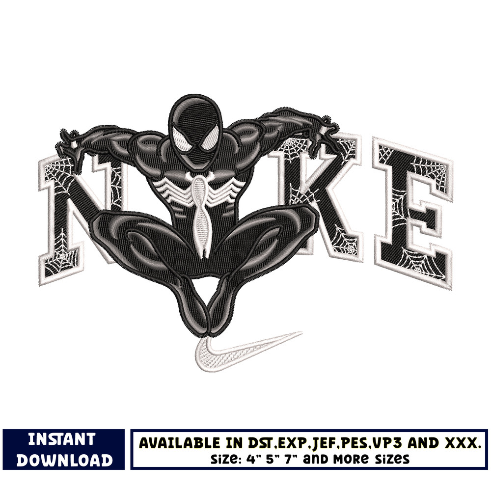 Spider-Man Black nike embroidery design