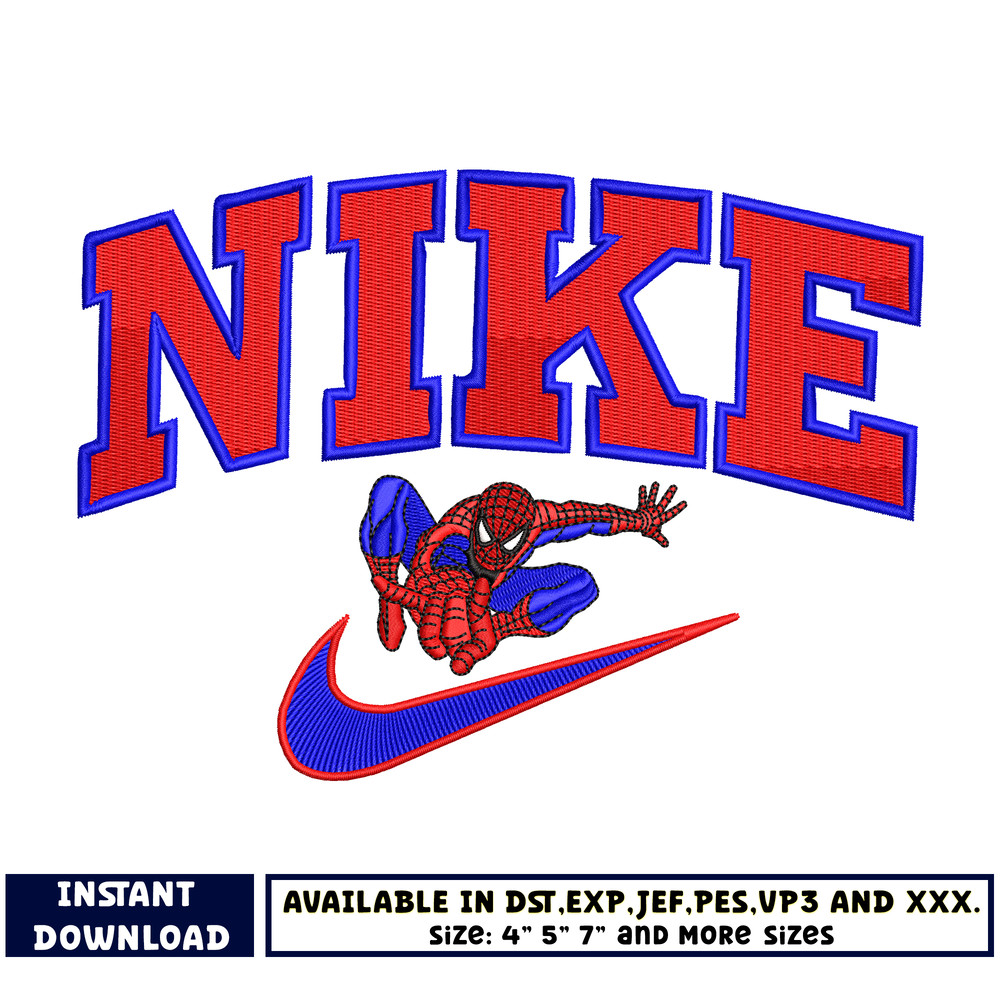 Spiderman Nike embroidery design