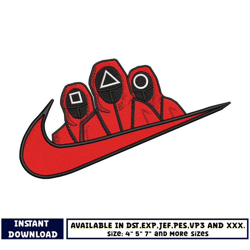 Squid game logo nike skateboard embroidery design