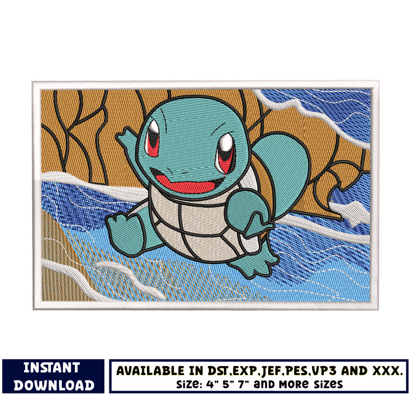 Squirtle embroidery design