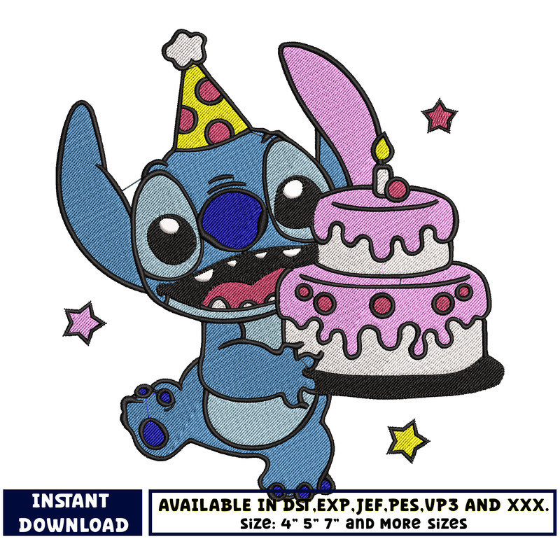Stitch birthday embroidery