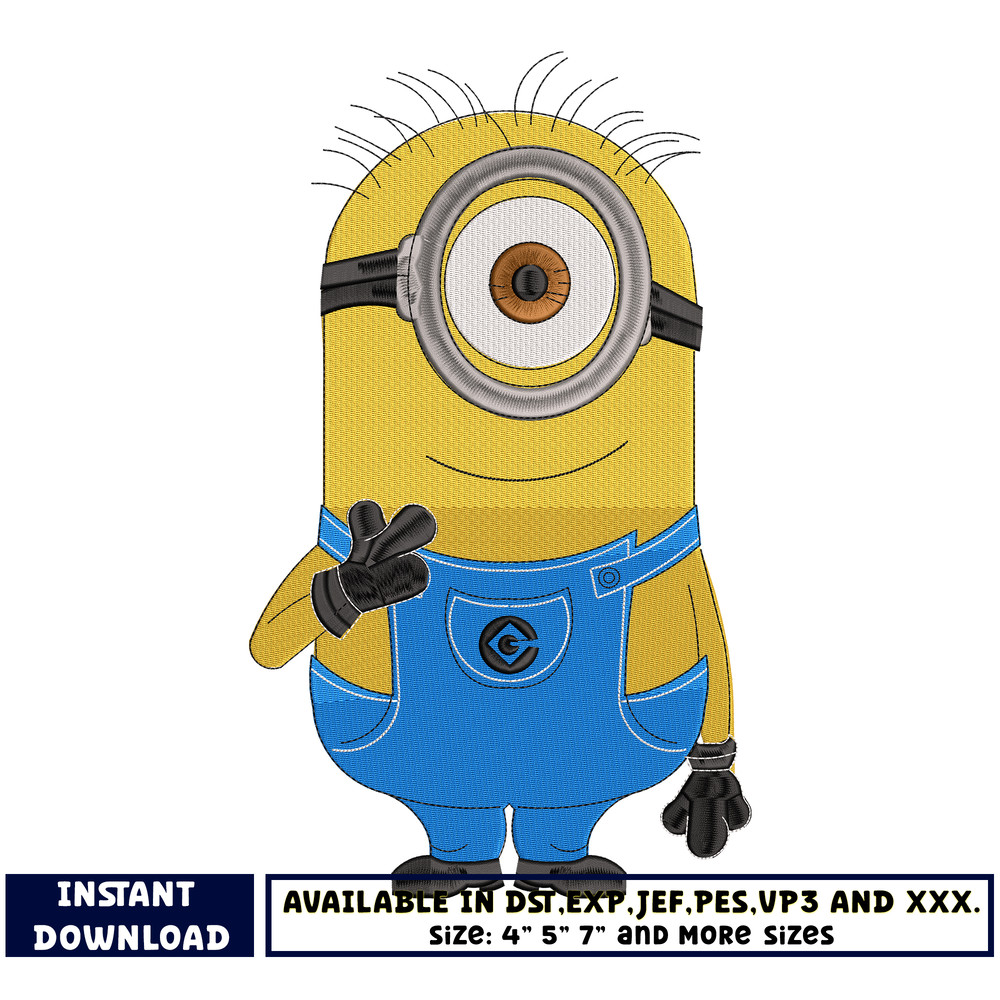Stuart the Minion embroidery designs