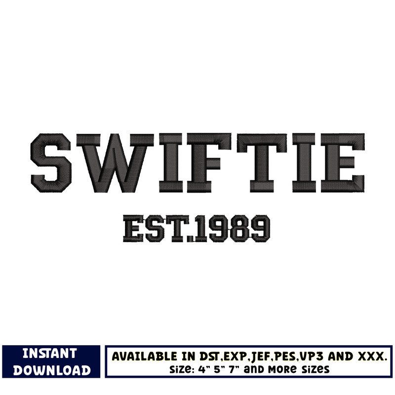 Swiftie est 1989 embroidery design