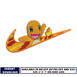 swoosh charmander embroidery design