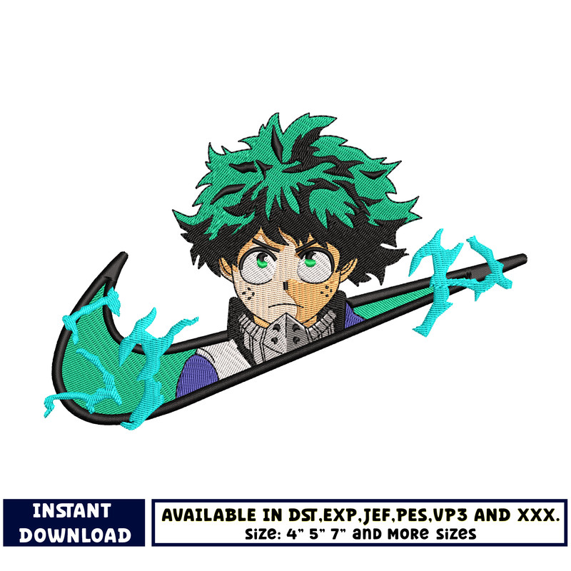 Swoosh deku embroidery design