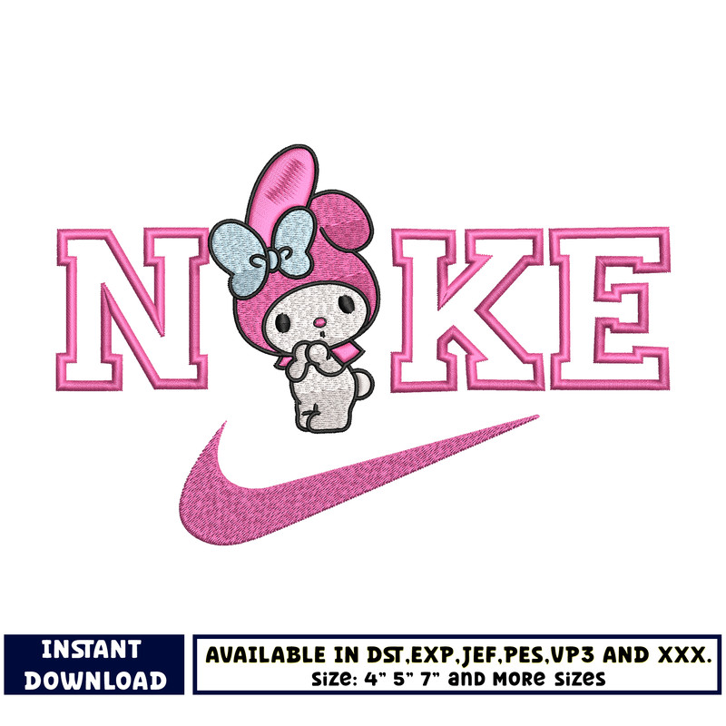 Swoosh my melody embroidery design