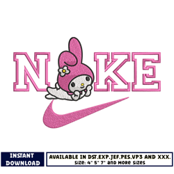 swoosh and melody kitty embroidery design