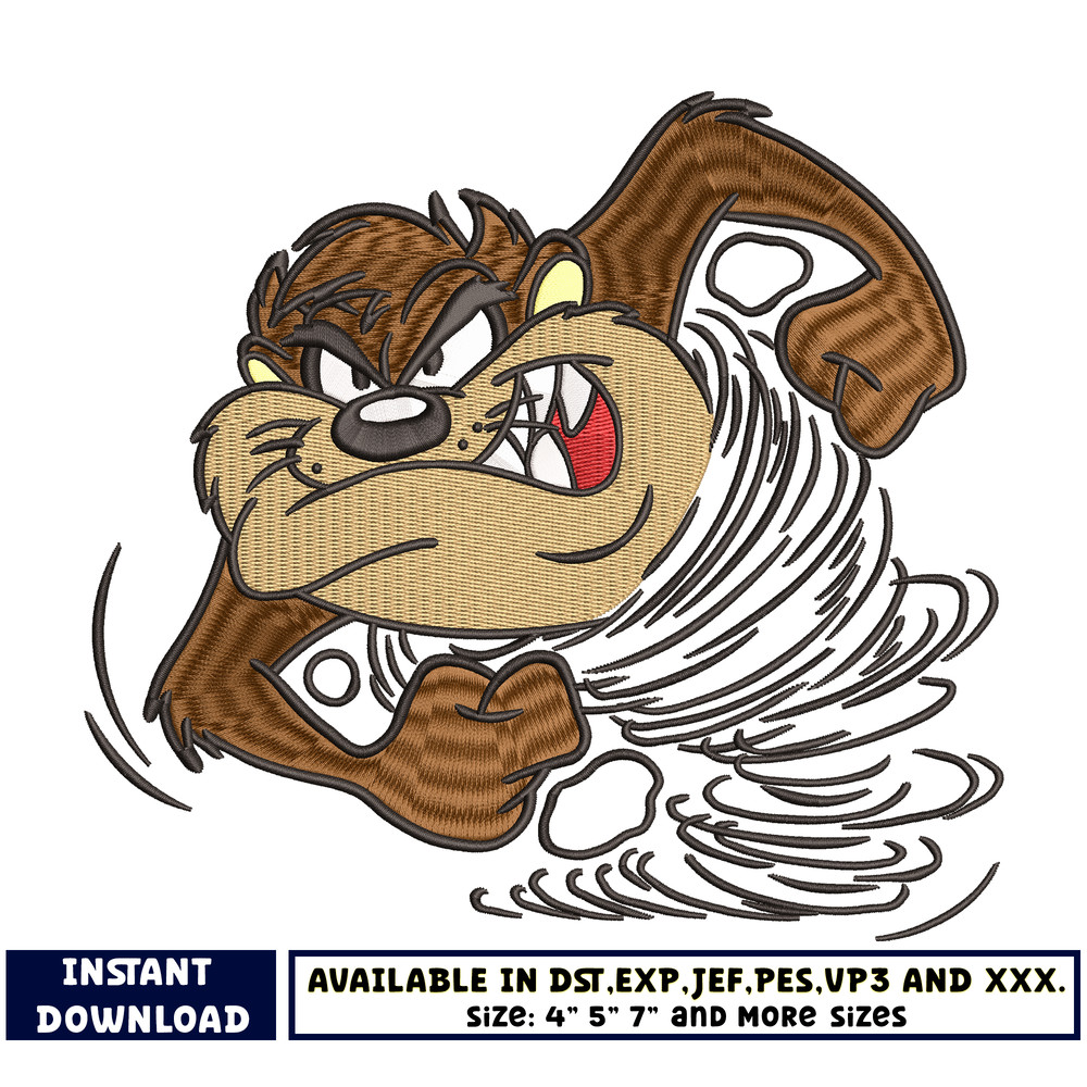 Tasmanian Devil embroidey design