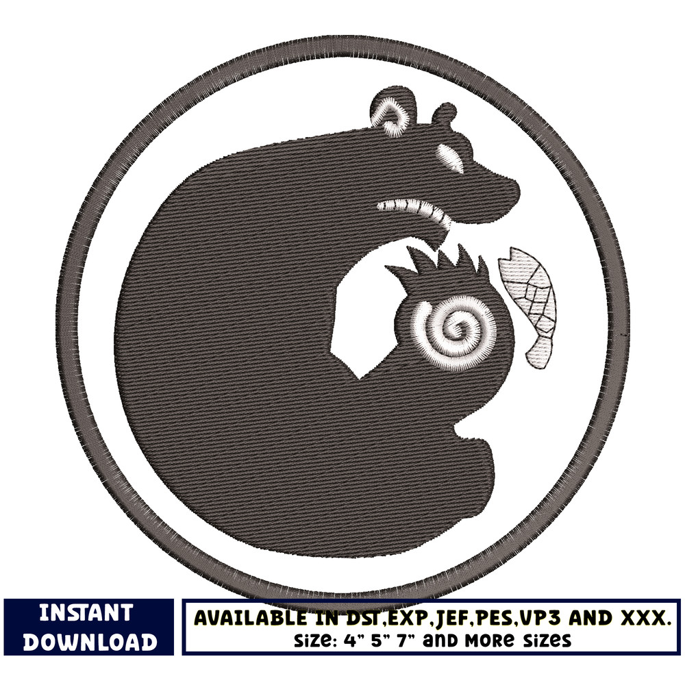 The Grizzly Sin of Sloth embroidery design