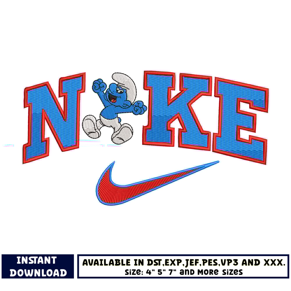The Smurfs Nike embroidery design