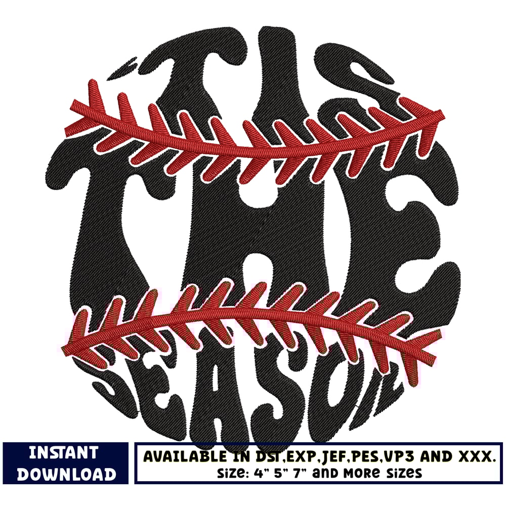Tis the season baseball embroidery design