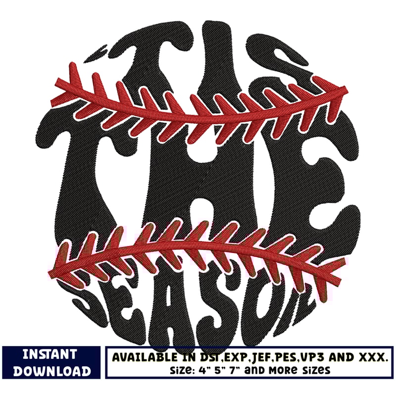 Tis the season baseball embroidery design