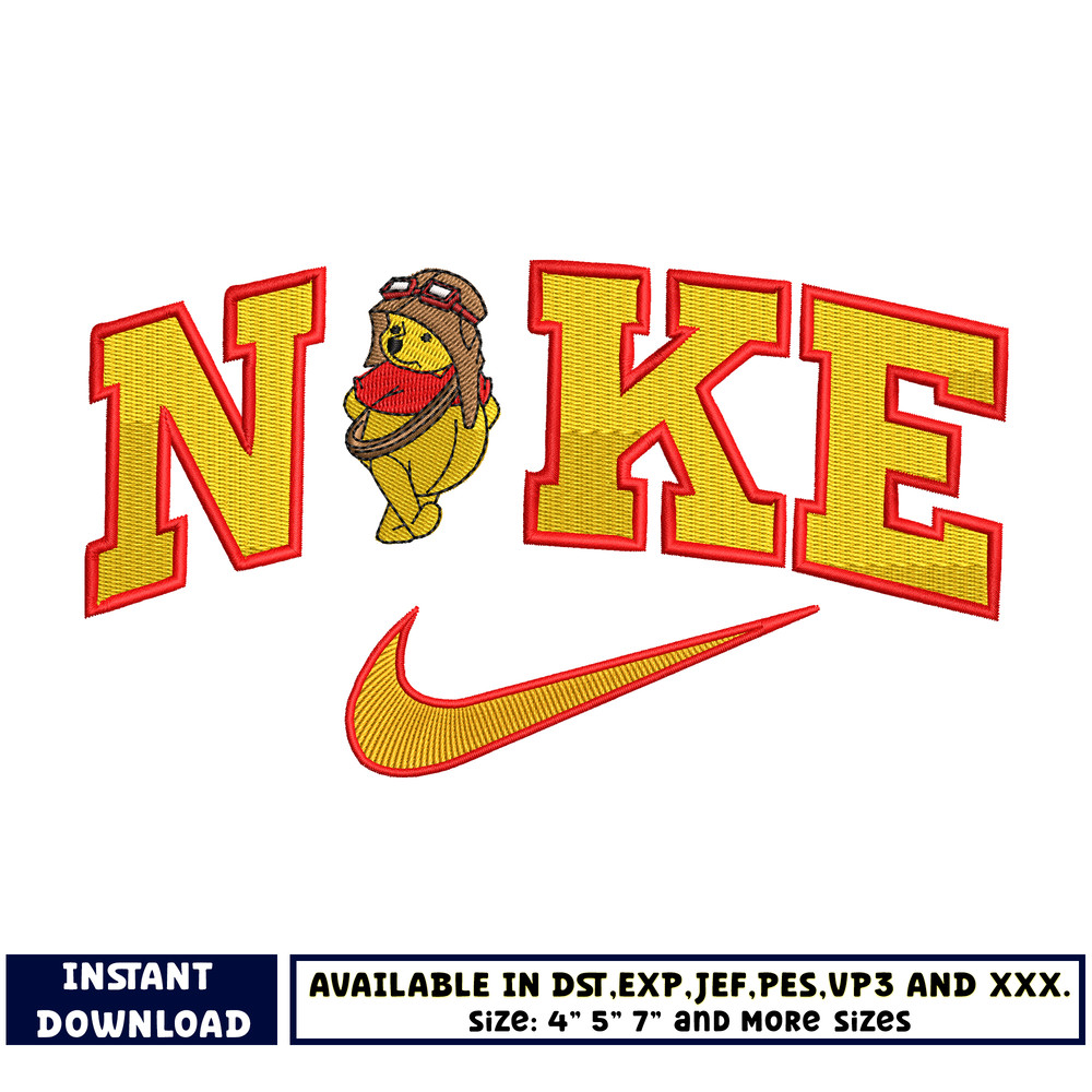 Winnie the pooh Nike embroidery design