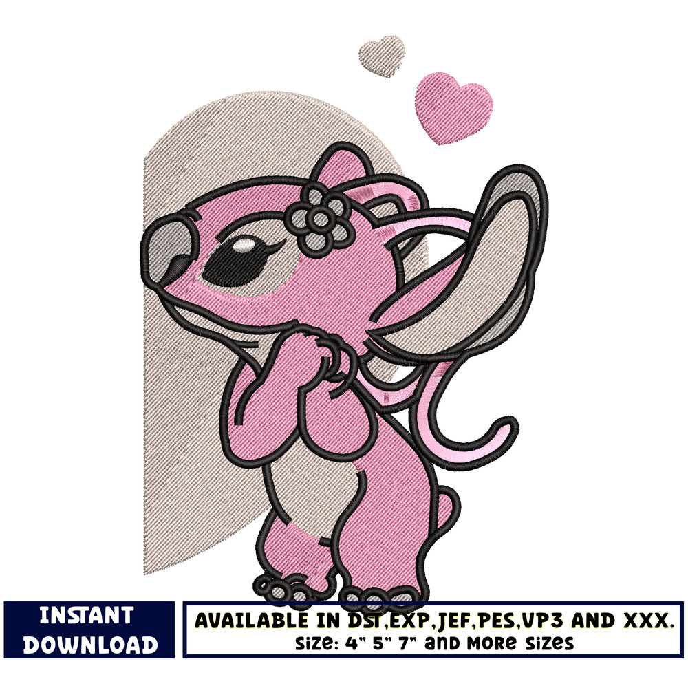 Angel half heart embroidery