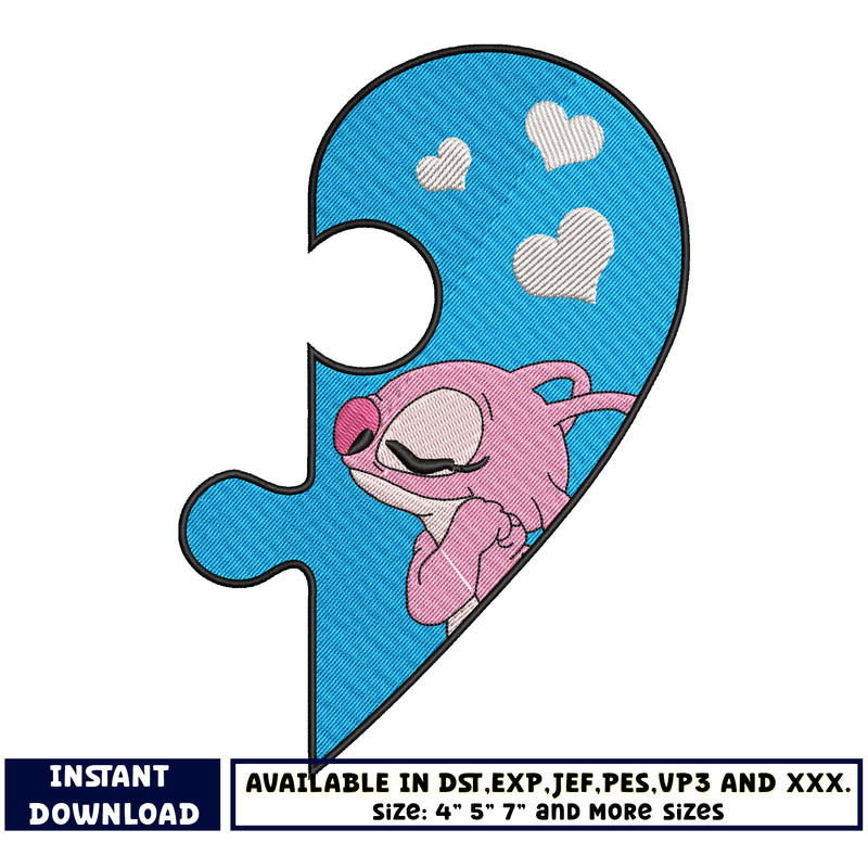 Angel half love embroidery