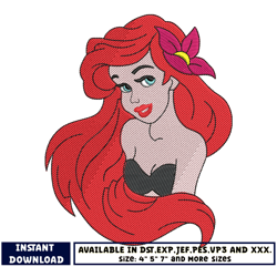 ariel disney princess embroidery design