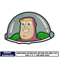buzz head toy story embroidery design