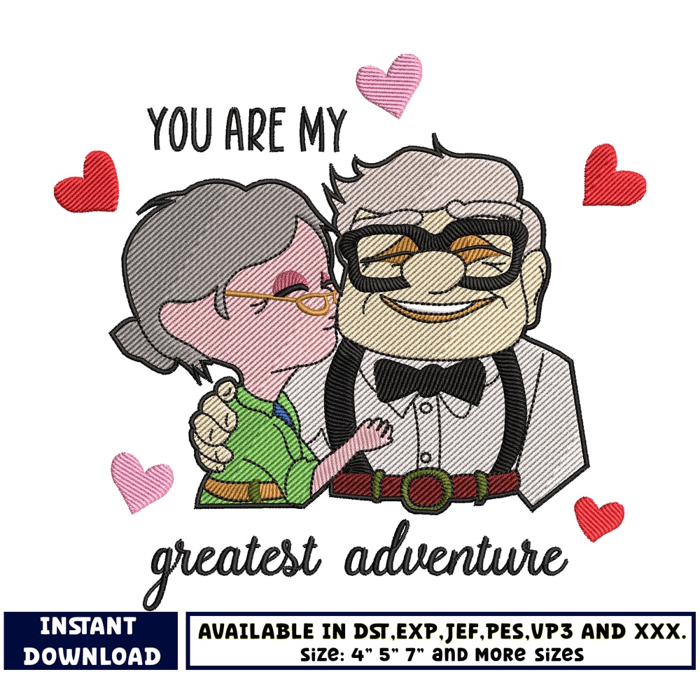 Carl Fredricksen love embroidery design