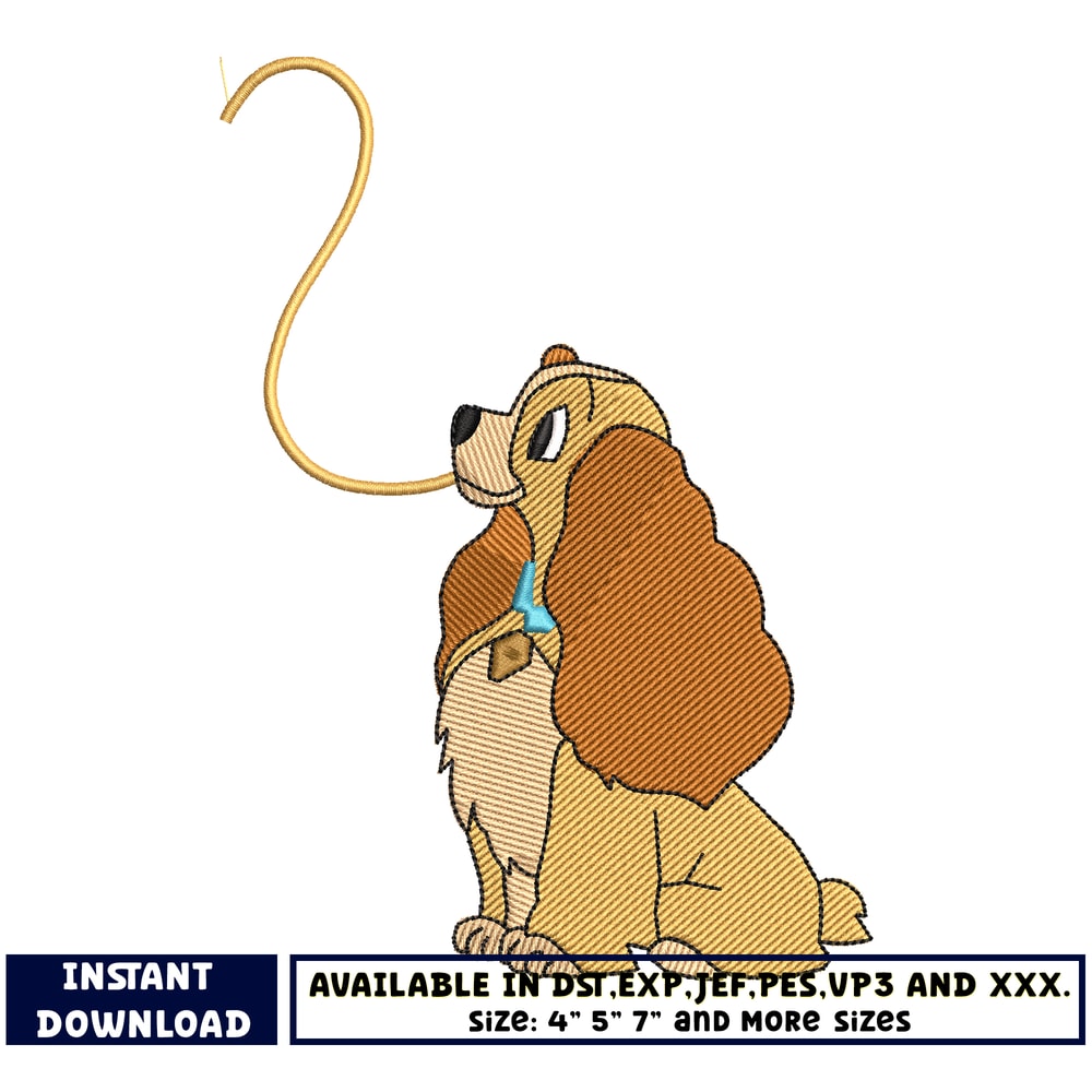 disney dog lady embroidery design