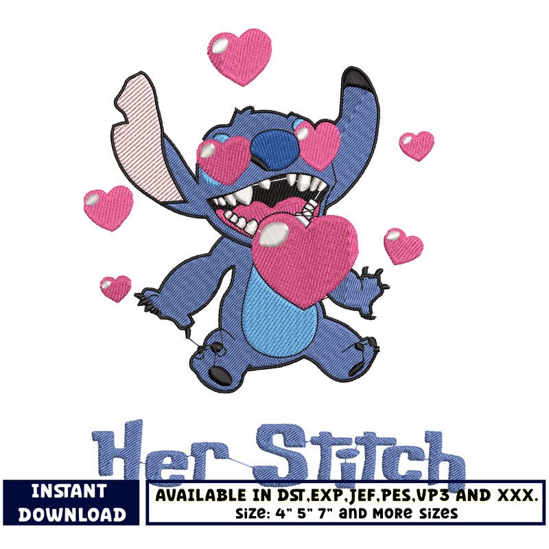 disney her stitch embroidery design