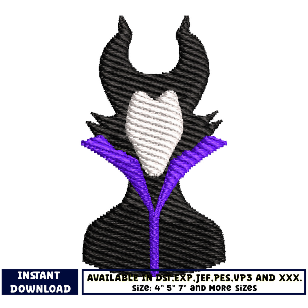 disney Maleficent head embroidery design
