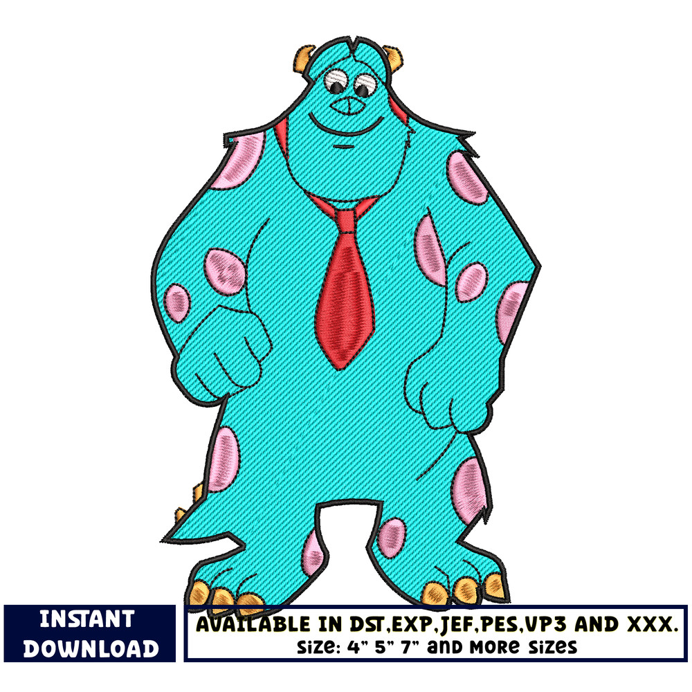 disney monster sullivan embroidery design