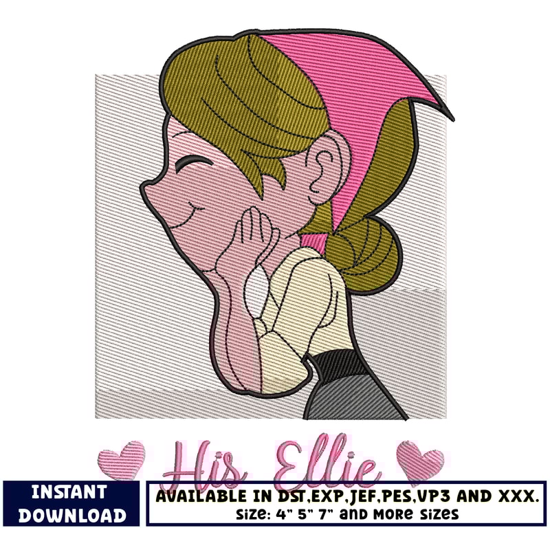 disney pixel his ellie embroidery design