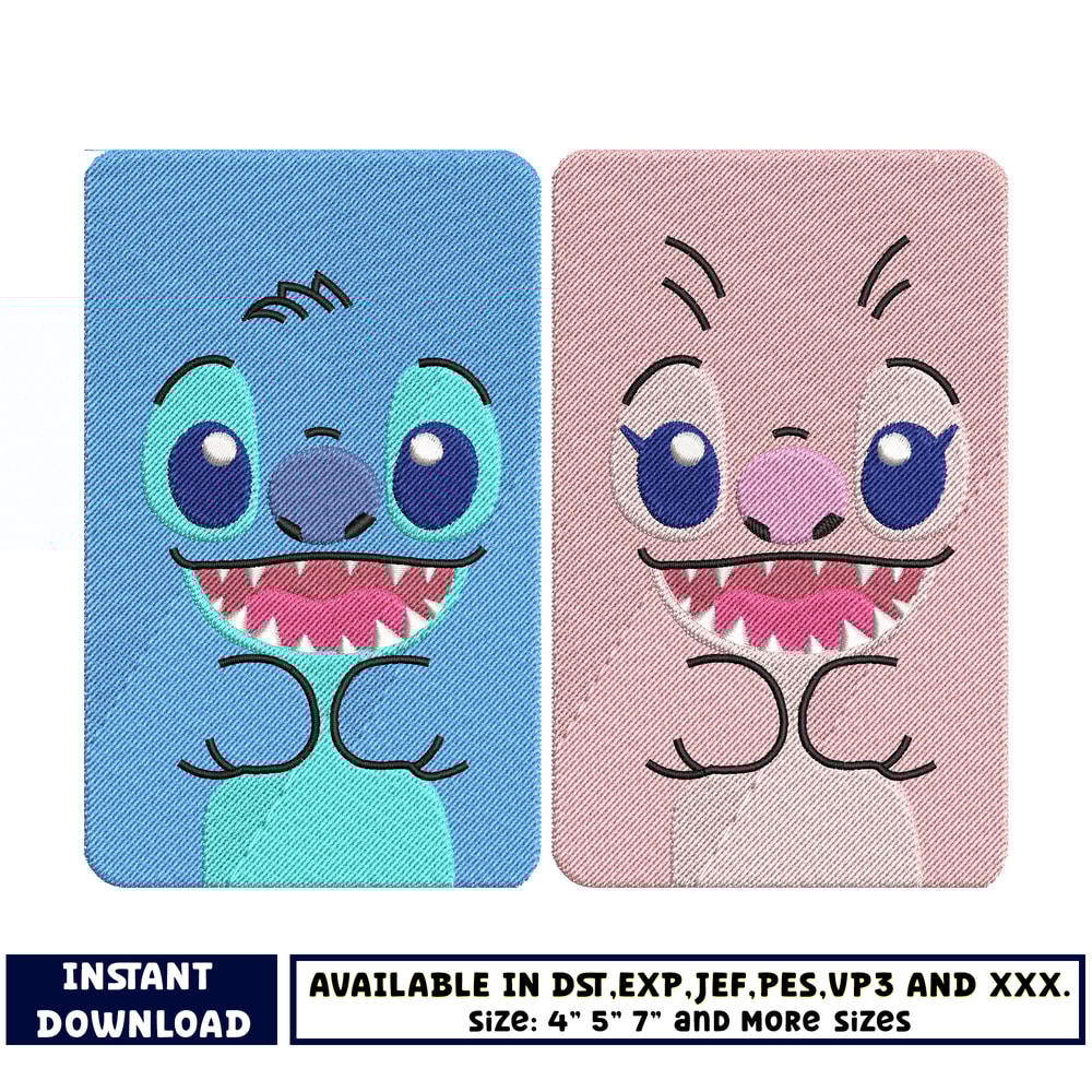 disney stitch angel embroidery design