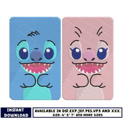 disney stitch angel embroidery design