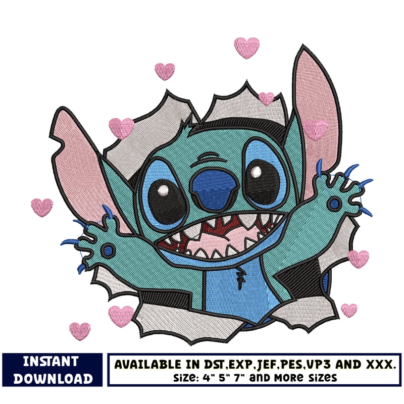 disney stitch love embroidery design
