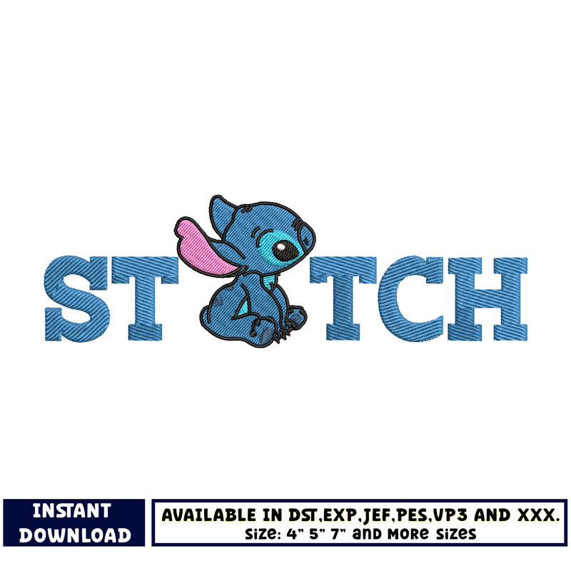 disney stitch name embroidery design