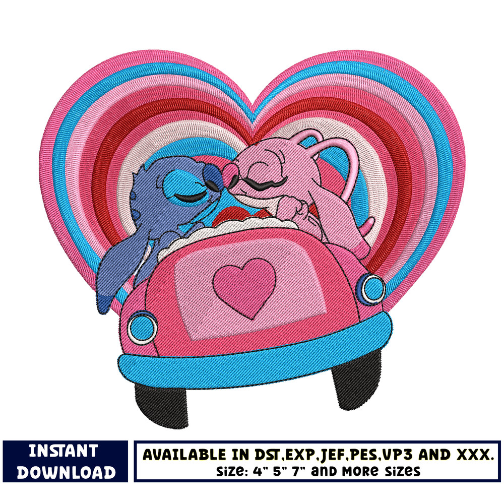 disney stitch valentine embroidery design