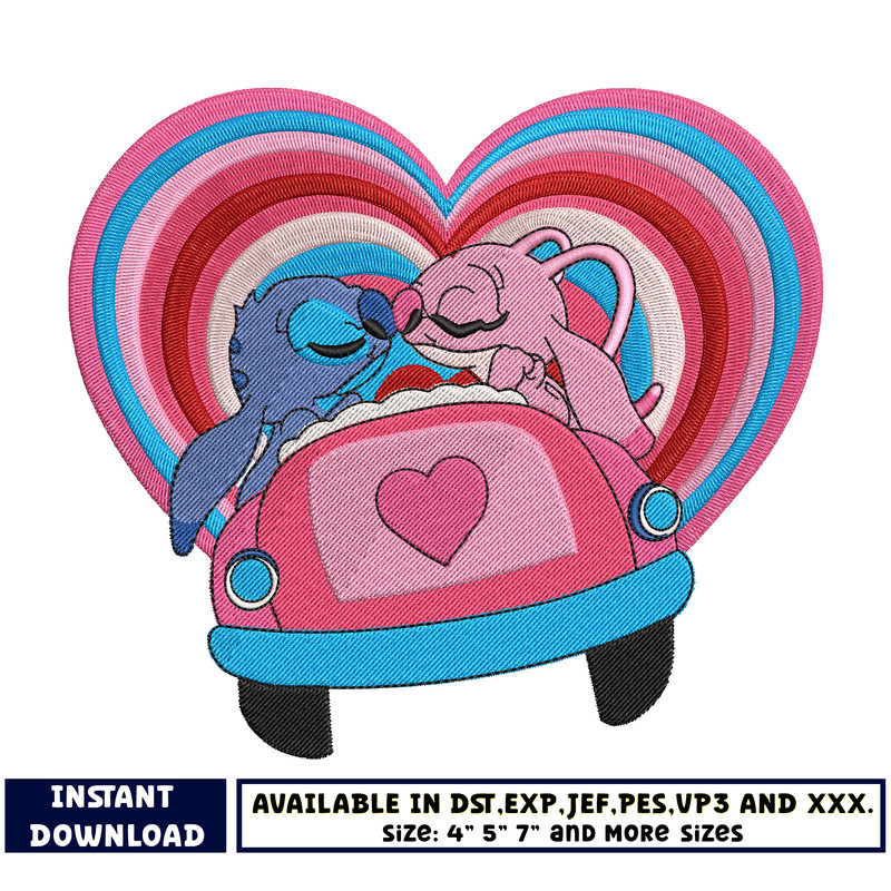 disney stitch valentine embroidery design