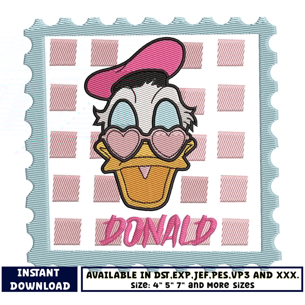 donald duck head embroidery design