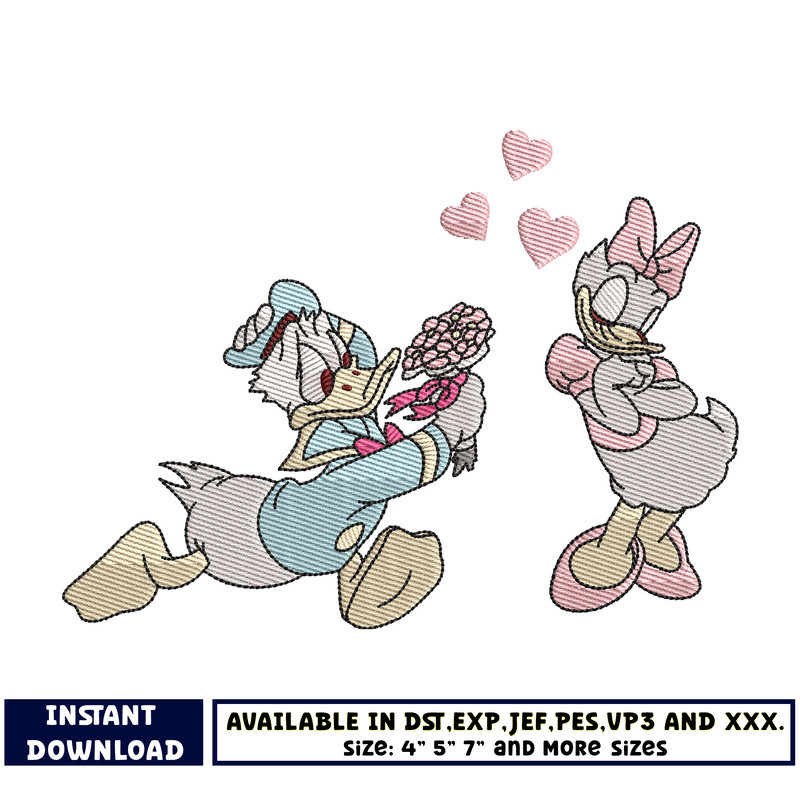 donand and daisy duck embroidery design